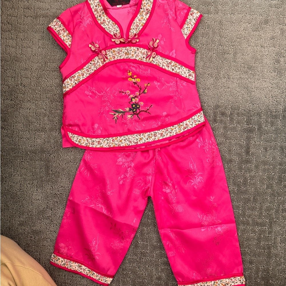 Pink Floral Embroidered Traditional Outfit